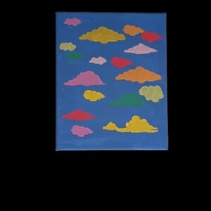 Handmade Handpainted Colorful Clouds Home Decor Wall Decor 8x10"